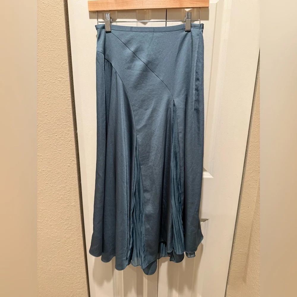 Vince Pleat-Detail Midi Skirt Drape Asymmetric Hem , size 0/XS - Picture 5 of 13